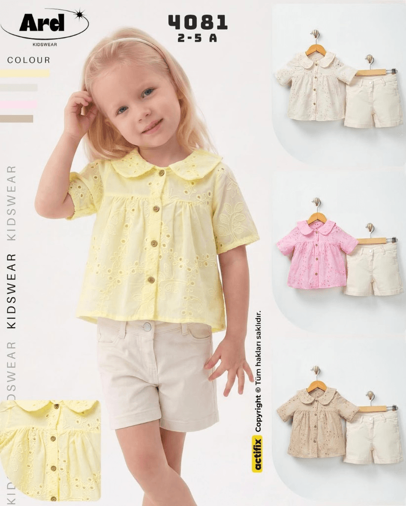 Model 4081 — Eyelet Bluz & Şort Takım