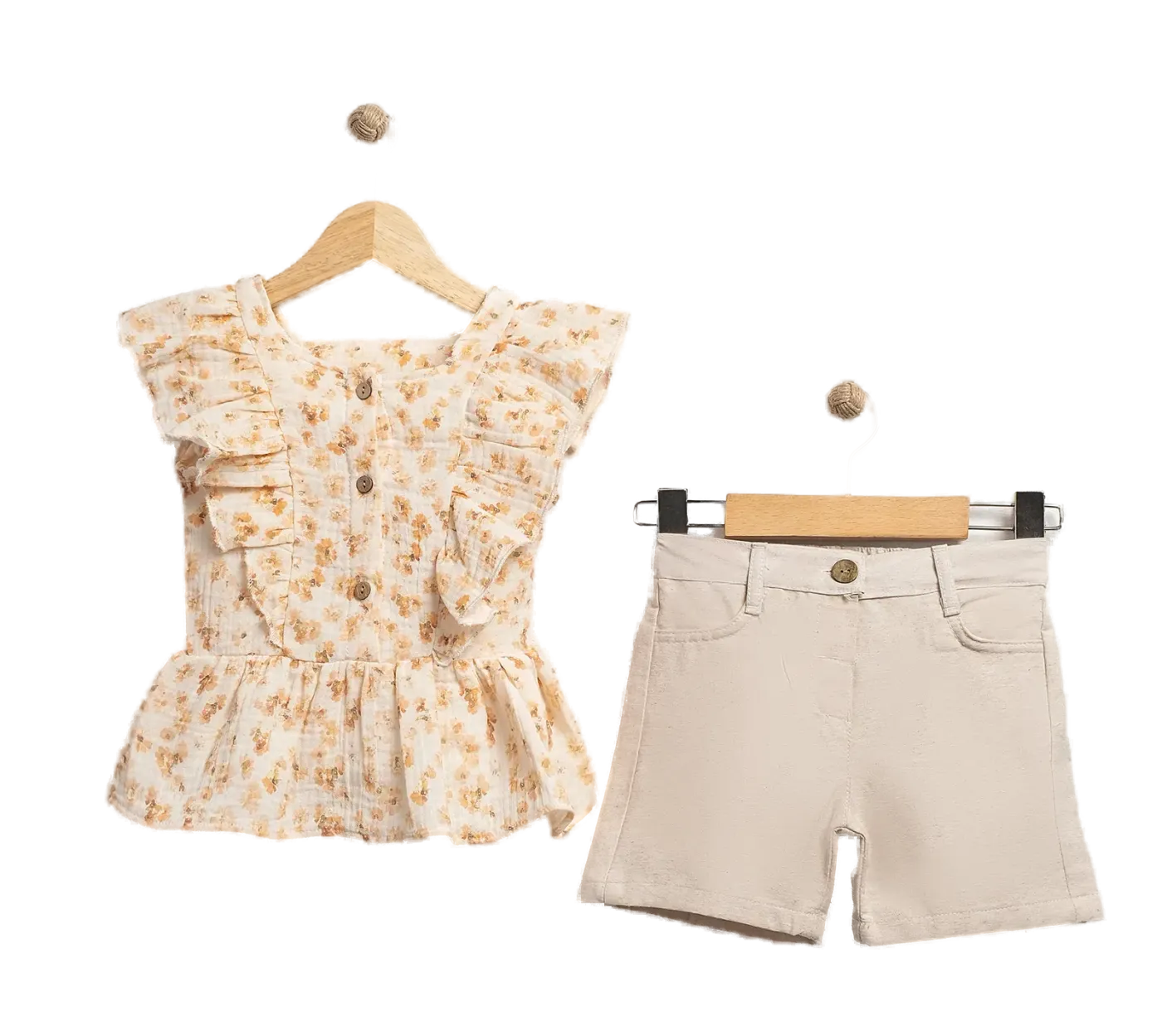 Model 4013 — Fırfırlı peplum bluz ve şort — Model 4013, 2–5 Yaş