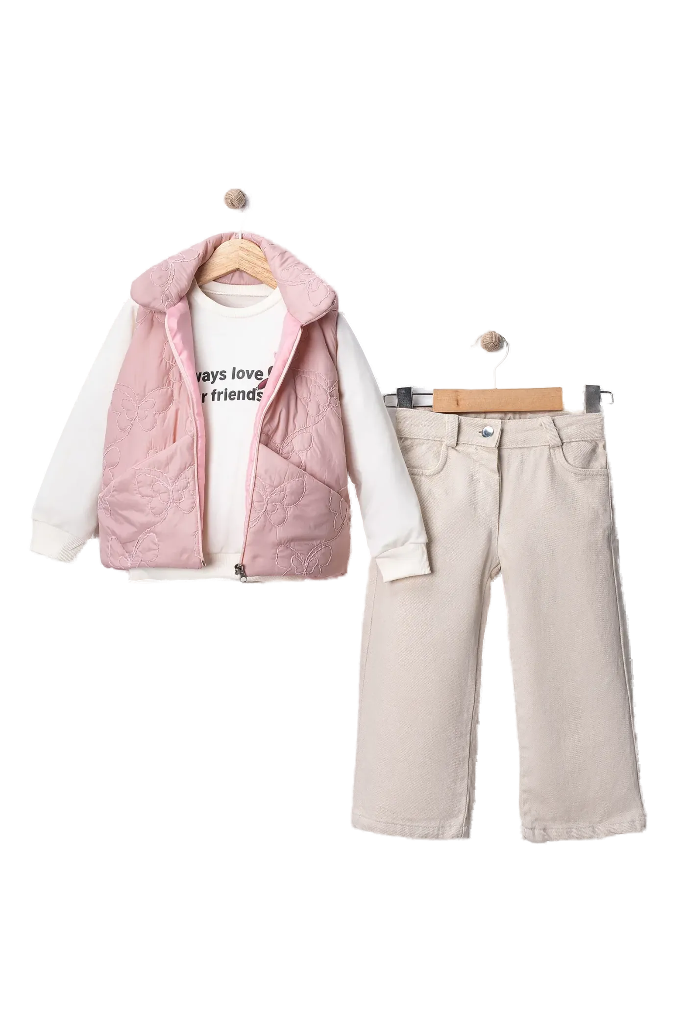 Model 4049 — Kapitone yelek, sweatshirt ve pantolon — Model 4049, 2–5 Yaş
