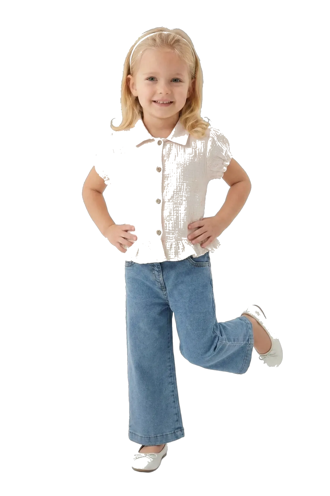 Model 4058 — Fırfırlı gömlek ve kot pantolon — Model 4058, 5–8 Yaş