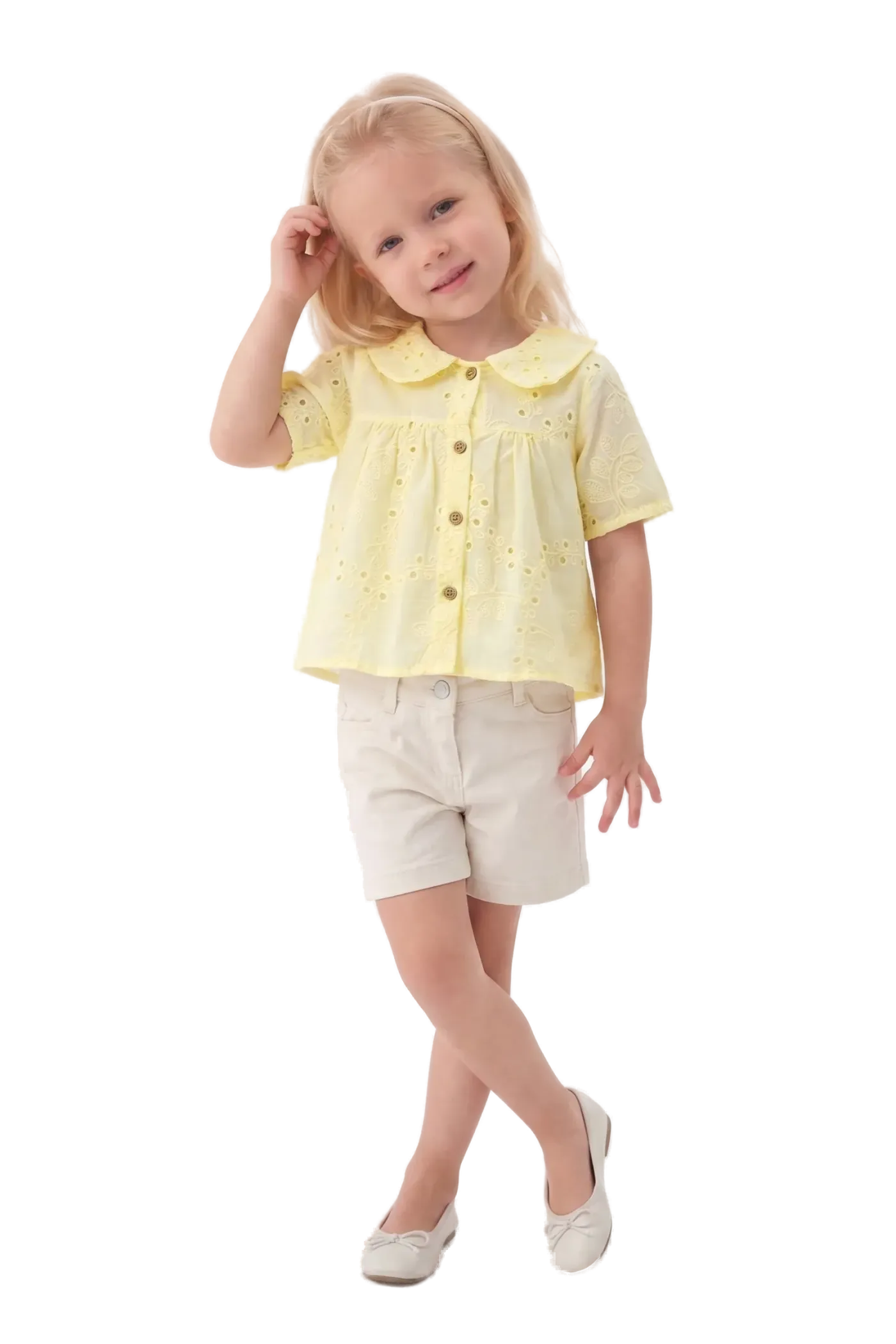 Model 4081 — Bebe yaka bluz ve şort takım — Model 4081, 2–5 Yaş